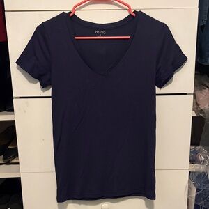 Mudd Women's Deep Blue V-Neck Tee